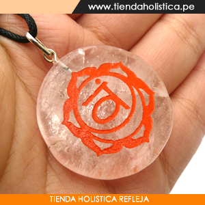Dije en Cuarzo Cristal Svadhisthana grabado con el Sanscrito 2do Chakra