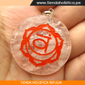 Dije en Cuarzo Cristal Svadhisthana grabado con el Sanscrito 2do Chakra