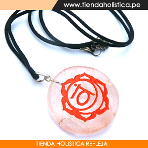 Dije en Cuarzo Cristal Svadhisthana grabado con el Sanscrito 2do Chakra
