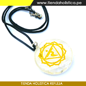 Dije en Cuarzo Cristal Manipura grabado con el Sanscrito 3er Chakra - Imagen 3