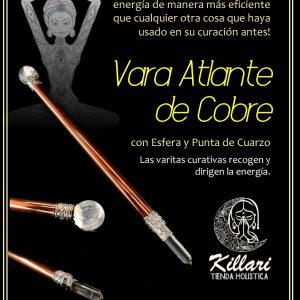 Vara Atlante de Cobre con Esfera y Punta de Cuarzo