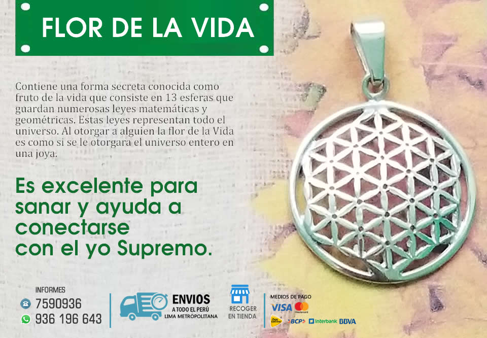 Dije Flor de la Vida, Tienda Holistica Killari