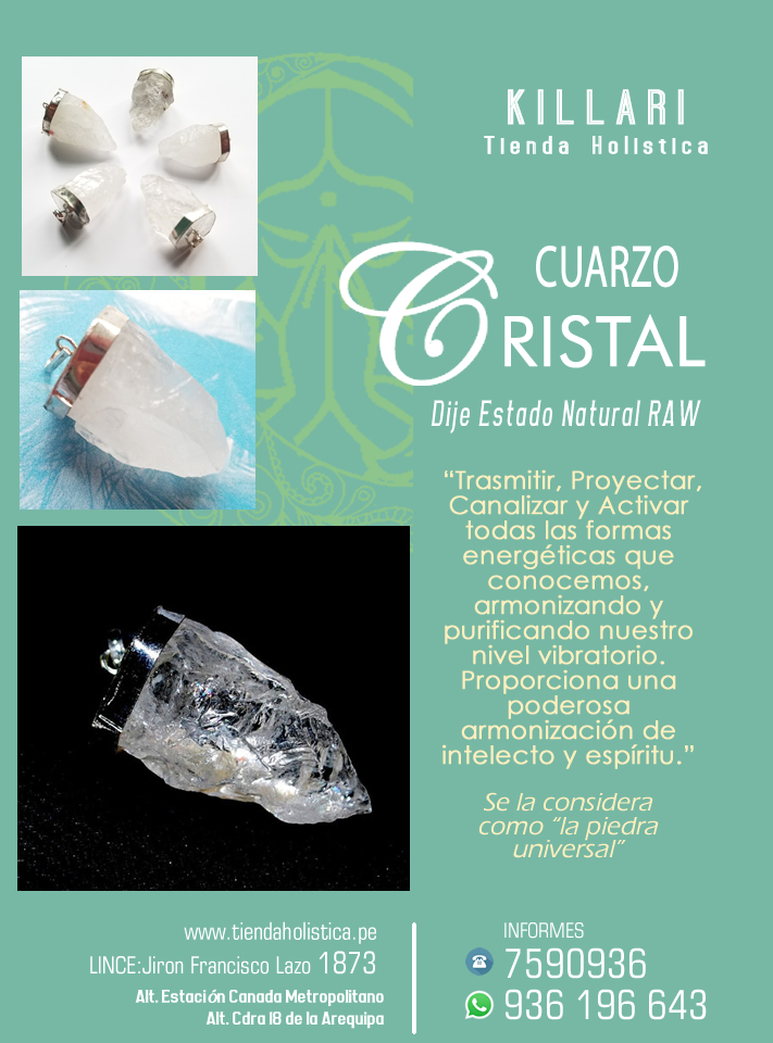 Dije Cuarzo Cristal Forma Natural Raw