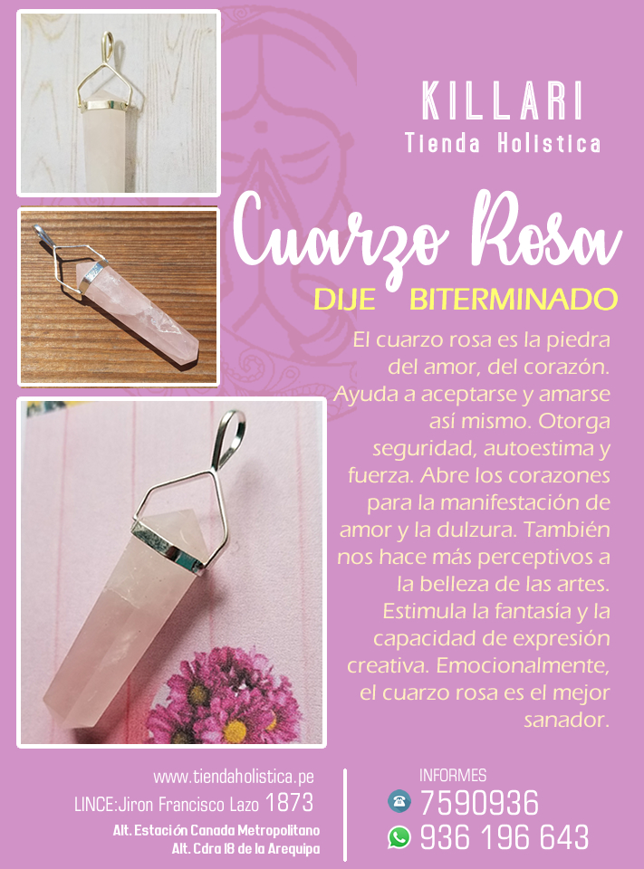 Dije Cuarzo Rosado Biterminado
