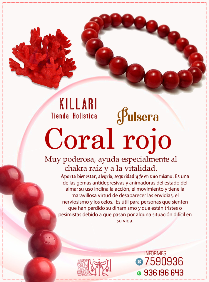 🧘♀❣ Pulsera Coral Rojo 📿📿