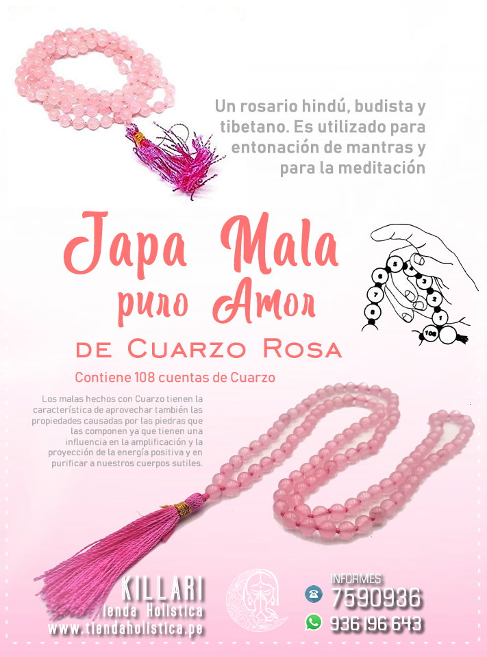 📿 Japa Mala Puro Amor de Cuarzo Rosa 🕉📿🙌