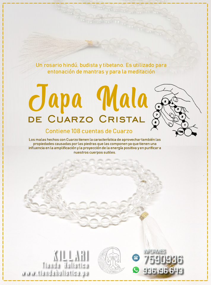 Japa Mala de Cuarzo Cristal